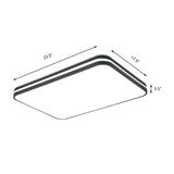 Modern Led Flush Mount Lamp Black Square/Rectangle Acrylic Fixture In White Light 16/19.5/25.5 Wide