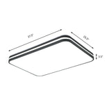 Modern Led Flush Mount Lamp Black Square/Rectangle Acrylic Fixture In White Light 16/19.5/25.5 Wide