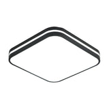Modern Led Flush Mount Lamp Black Square/Rectangle Acrylic Fixture In White Light 16/19.5/25.5 Wide