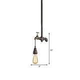 Industrial Metal Black Pendant Light - Exposed Bulb Hanging Lamp For Dining Room
