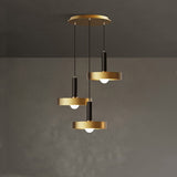 Modern Gold Pendant Light Fixture For Dining Room With Metallic Lid Shape 3 /