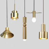 Modern Gold Geometric Ceiling Pendant Light - Single Metallic Hanging Lamp