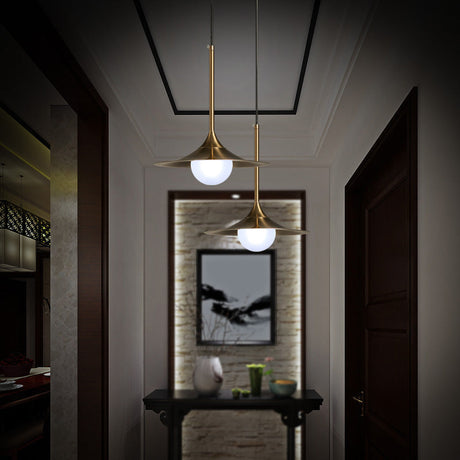 Modern Gold Geometric Ceiling Pendant Light - Single Metallic Hanging Lamp