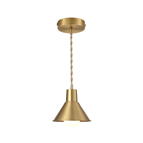 Modern Geometric Shade Ceiling Light - Metallic Gold Pendant Fixture For Dining Room