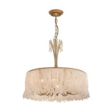 Postmodern Gold Tassel Chandelier Pendant Light With Crystal Hangings For Living Room