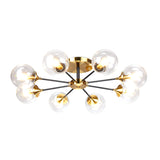 Modern Round Semi Flush Mount Lighting In White/Orange With Smoke Glass - 3/6/8 Light Gold Led