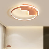 Contemporary Ring Flush Mount Led Lamp For Bedroom 18/21.5 - White/Pink/Blue With Warm/White Light