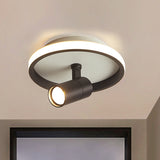 Contemporary Led Flush Mount Ceiling Light In Black/White With Warm/White