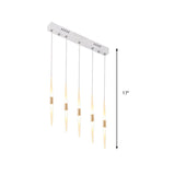 Modernist Acrylic Flute Pendant Light With Cluster Design - 5/6 Lights White Finish Ceiling Hanging