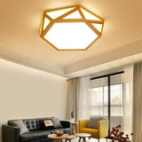 Wide Geometric Flush Mount Nordic Wood Led Lamp - 16’/19.5’/23.5’ Beige Design For Living Room
