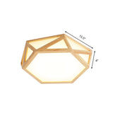 Wide Geometric Flush Mount Nordic Wood Led Lamp - 16/19.5/23.5 Beige Design For Living Room