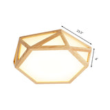 Wide Geometric Flush Mount Nordic Wood Led Lamp - 16/19.5/23.5 Beige Design For Living Room