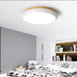 18’/21.5’ Dia Led Flush Mount Drum Lamp In Macaron Wood White/Pink/Green - White/Warm/Natural