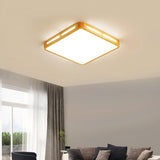 Modern Wood Beige Led Ceiling Light For Bedroom - Rectangle Flush Mount Lamp 12/18/21/25.5 Wide