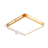 Modern Wood Beige Led Ceiling Light For Bedroom - Rectangle Flush Mount Lamp 12/18/21/25.5 Wide