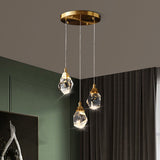 Led Crystal Gemstone Suspension Light | Artistic Brass Pendant For Dining Room