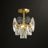 Gold Tiered Semi Flush Crystal Ceiling Light Fixture - Elegant Living Room Décor / 11