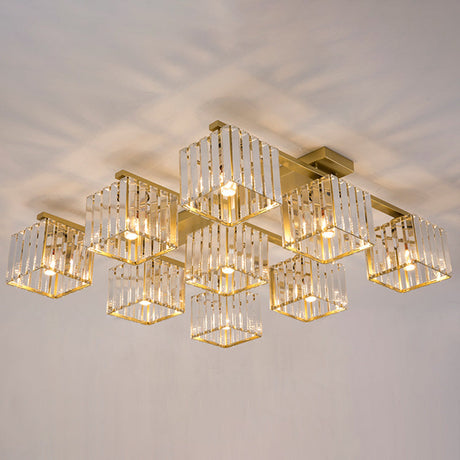 Modern Crystal Square Flush Ceiling Light For Artistic Living Room Decor