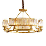Modern Crystal Chandelier Pendant Light For Living Rooms - Circular Design Tri-Prism Simplicity