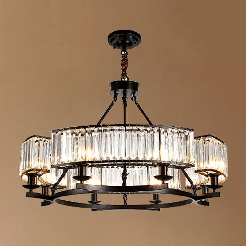 Modern Crystal Chandelier Pendant Light For Living Rooms - Circular Design Tri-Prism Simplicity