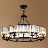 Modern Crystal Chandelier Pendant Light For Living Rooms - Circular Design Tri-Prism Simplicity