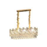Stylish Layered Chandelier Pendant Light - Clear Crystal Gold Finish Ideal For Dining Room