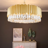Oval Living Room Chandelier Crystal Pendant Light Fixture Gold / Large Round