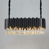 Oval Living Room Chandelier Crystal Pendant Light Fixture Black / Small