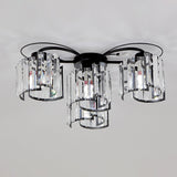 Contemporary Crystal Flush Ceiling Light Fixture In Black For Flower Bedroom 4 /