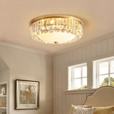 Gold Milk Glass Dome Ceiling Mount Light With Crystal Accent - Postmodern 4-Bulb Flush Lamp