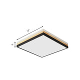 Contemporary Wood Black Led Flush Mount Lamp - Wide Square Design (16’/19.5’/23.5’)