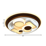 Minimalist Led Flush Light In Brown With Acrylic Shade - Round/Rectangular Ceiling Lighting Fixture