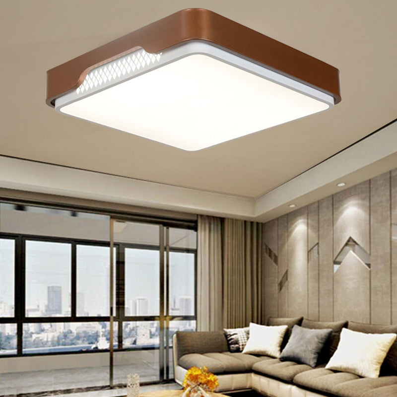 Modern Acrylic Flush Mount Light Fixture - Brown Rectangular 20.5/36.5/45 Warm/White