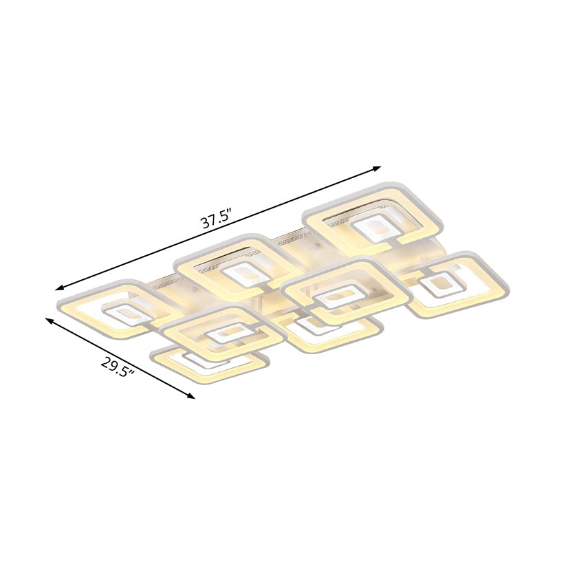 Contemporary Led Flush Mount Light White Multi-Layer Ceiling Lamp With Acrylic Shade In