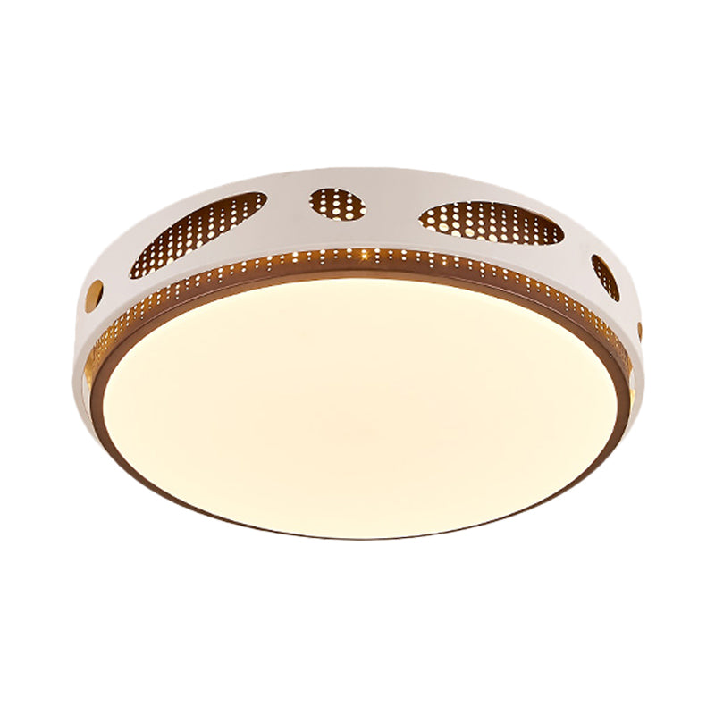 Round Led White Flushmount Ceiling Light Fixture With Simplicity Acrylic Warm/White Lighting