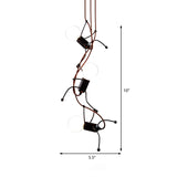Human-Shaped Chandelier: Black Metal Hanging Light For Dining Room - 3/6 Bulbs