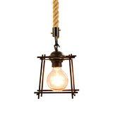 Vintage Pendant Lighting: 1-Light Metal Ceiling Light With Square/Bottle Shade In Black For Dining