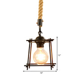 Vintage Pendant Lighting: 1-Light Metal Ceiling Light With Square/Bottle Shade In Black For Dining