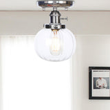 Industrial Chrome Ceiling Mount Light With Clear/Amber Glass For Dining Room Clear / Round