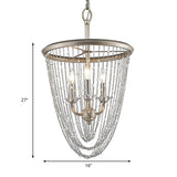 Modern Gold Wire Mesh Chandelier With Crystal Accent - 3-Light Pendant