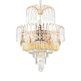 Modern Gold Chandelier Light With Layered Crystal Shade - 3/7 Lights Dining Room Ceiling Lamp