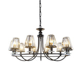 Vintage Prismatic Crystal Chandelier: Tapered Design 4/6/8 Lights Black Hanging Ceiling Light