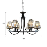 Vintage Prismatic Crystal Chandelier: Tapered Design 4/6/8 Lights Black Hanging Ceiling Light