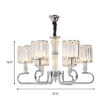 Contemporary Crystal Hanging Ceiling Light: 3/6 Lights Chrome Chandelier Design
