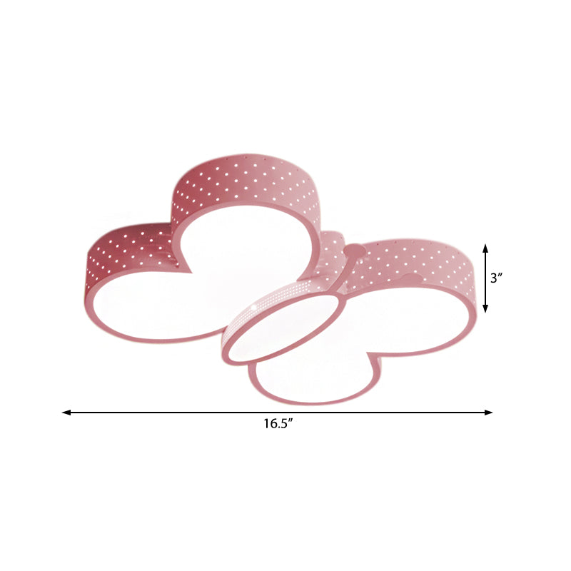 Cartoon Stylish Butterfly Flush Ceiling Light Led Mount Lamp For Bedroom - Metallic Blue/Pink