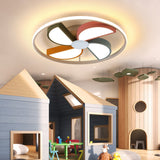 Kids Acrylic Led Windmill Flush Mount Ceiling Lamp - 16.5’/20.5’ W White Finish Bedroom