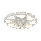 Heart Shaped Led Flush Mount Ceiling Lamp With Crystal Drop And Warm/White Light (3/4/6 Lights)