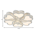 Heart Shaped Led Flush Mount Ceiling Lamp With Crystal Drop And Warm/White Light (3/4/6 Lights)