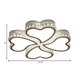 Heart Shaped Led Flush Mount Ceiling Lamp With Crystal Drop And Warm/White Light (3/4/6 Lights)