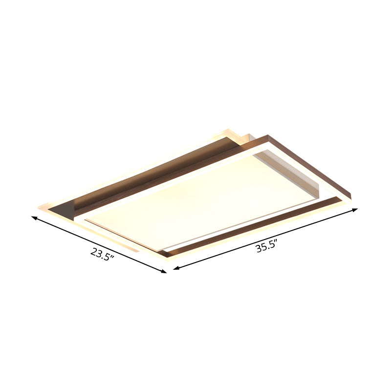 Modern Acrylic Brown Led Flush Light For Bedroom Ceiling - 16/19.5/35.5 Width In Warm/White